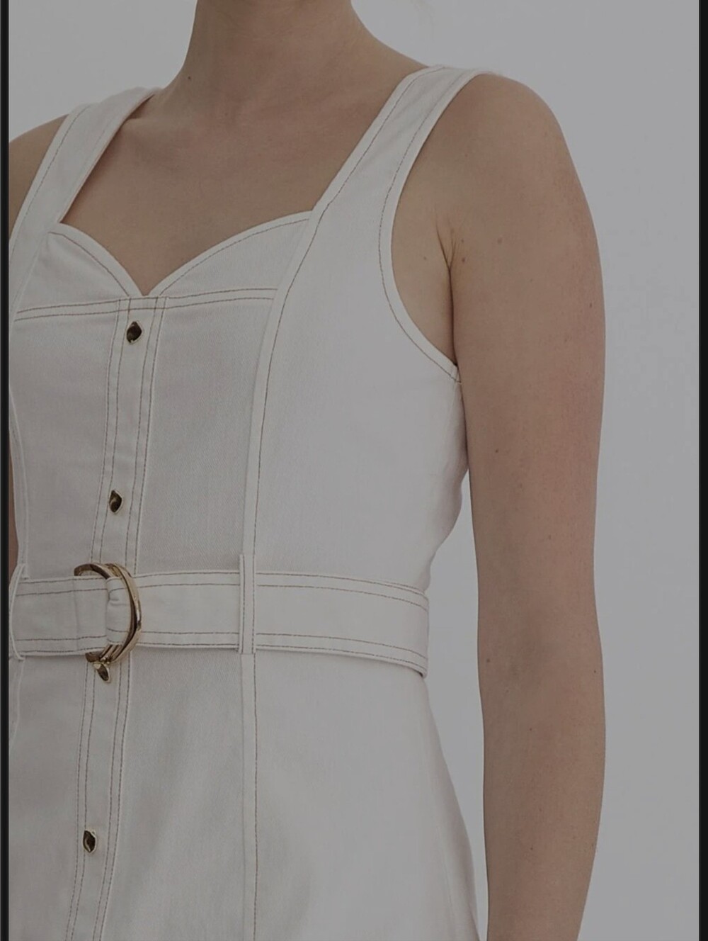 Denim Cream ButtonFront Midi Denim Dress with Belt stretchy Jeans